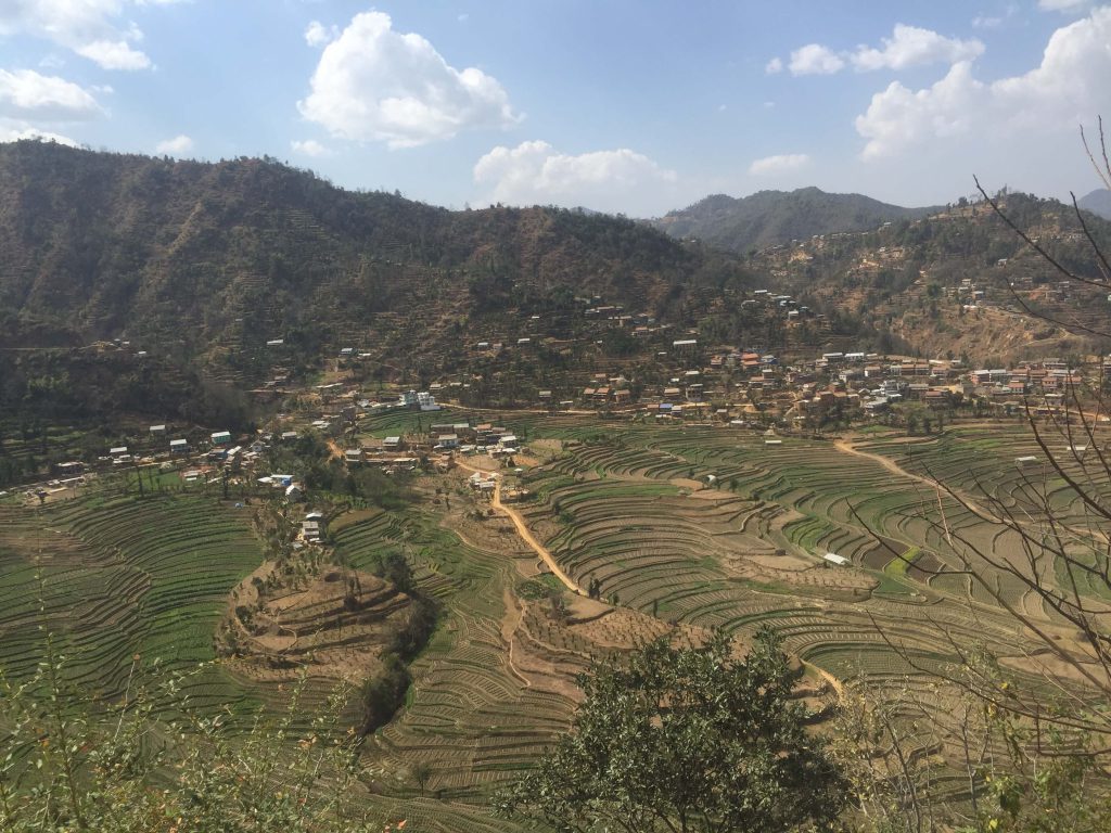 Kathmandu vallei trekking – uitzicht op de terrasvelden in Balthali