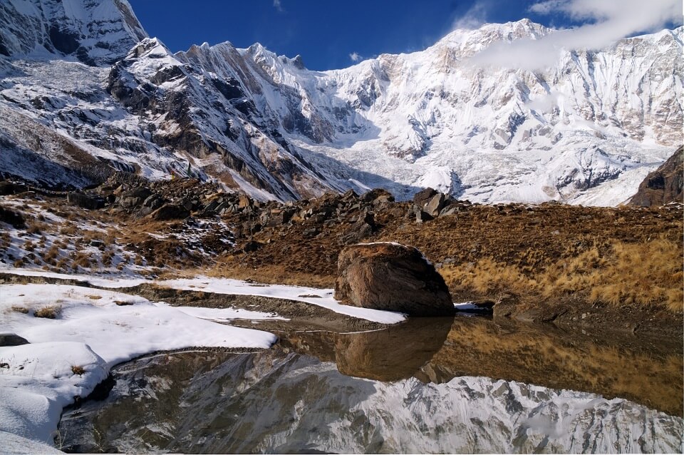 Annapurna Sanctuary trek – prachtig besneeuw landschap in de Himalayas